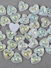 50pcs/Pack, 14mm Large Heart-Shaped Resin Rhinestones, Peacock Eye Colorful AB Resin Rhinestones, Flat Bottom Rhinestones For DIY Decoration - 14mm 50pcs - View 4