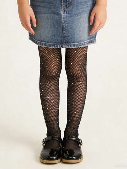 1pc Girls' Diamond Mesh Stockings, Soft & Comfortable All-Match Versatile, Suitable For Summer Daily Wear