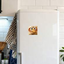 Latin-Inspired Spicy Beef & Lime Wrapped Companion, With Cilantro Magnet: The Filling Is Spicy Beef And Fresh Lime, With A Large Cartoon Eye Design And Toasted Wrap Texture, Asymmetrical Square Shape With Sticker Edge - A Lively And Cute Little Fridge Buddy - F - View 6