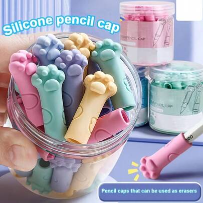 1pc Cute Cat Paw Shaped Eraser - Multiple Colors Available; Pencil Topper With Writing Stand, Durable PP Material, Suitable For School, Office, Can Be Used With Pens, Pencils, Markers, Ideal For Students, Teachers, Cat Lovers; Essential School Supply, Fun Design, Smooth Surface; Office Supplies, Student Items, Back To School Essentials