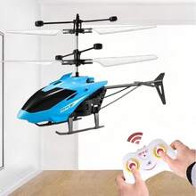 Helicópteros, Helicóptero De Juguete Teledirigido Con Mando A Distancia, Luces LED - Azul - Ver 2