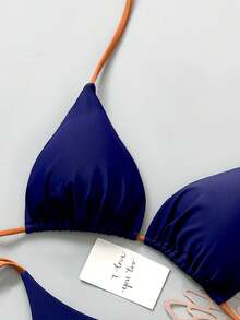 Women Bikini Sets Vacation - Navy Blue - View 4