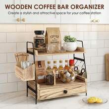 Coffee Bar Accessories And Organizer Countertop, Coffee Station Organizer Kitchen Counter Shelf Organizer,Coffee Condiment Storage,Cup Lid Holder Countertop Shelf For Bathroom - Apricot - View 5