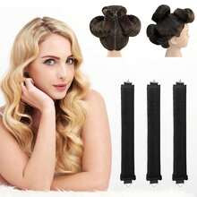 3件/4件套免加热卷发工具套装,包含泡沫卷发棒、睡眠卷发棒、橡胶卷发棒,女士慵懒波浪睡眠卷发棒套装,简约欧美风格 - 黑色 - 查看 5