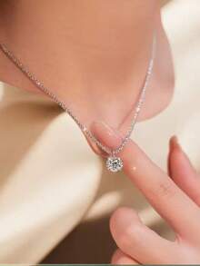 钛钢不褪色星空项链，莫桑石钻石吊坠，精致奢华高端2026年生日礼物 - 銀色 - 查看 7