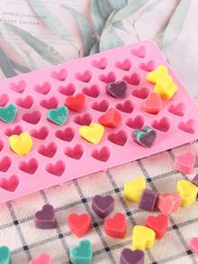 1 件装硅胶心形 55 腔冰块托盘，易脱冰块模具，巧克力模具 - 粉色 - 查看 6