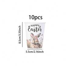 10pcs/20pcs/30pcs/60pcs Easter Party Tableware, 7-Inch And 9-Inch Easter Paper Plates, 9oz Paper Cups With Spring Floral And Pastel Patterns, Disposable Bunny Easter Plates And Cups, Happy Easter Spring Bunny Decorations - Type B - View 15