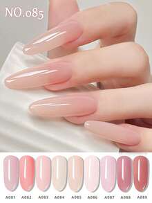 新款裸色美白指甲油，含透明底油、黑色底油、UV灯卸甲油、亮面和哑光面油，适用于美甲凝胶、亚克力按压式美甲贴片，持久耐用，是美甲DIY的理想之选，也是送给女性的美容礼物。 - 彩色 - 查看 1