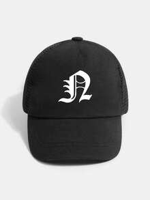 1顶个性化字母网眼棒球帽（1-3岁） - 字母可选A-Z，婴幼儿男女童休闲沙滩旅行防晒帽 - 黑色 - 查看 37