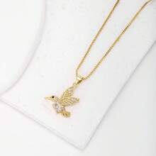 1 chiếc mặt dây chuyền hình chim ruồi bằng đồng mạ vàng 18k đính đá Zirconia nhiều màu sắc, trang sức cao cấp, thiết kế tối giản, món quà thanh lịch dành cho phụ nữ. - mặt dây chuyền vòng cổ - Xem 5
