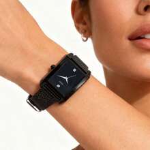 GUESS Women's Square Black Watch, Luxury Milanese Mesh Strap Quartz Watch W0298G1 - Black - View 2