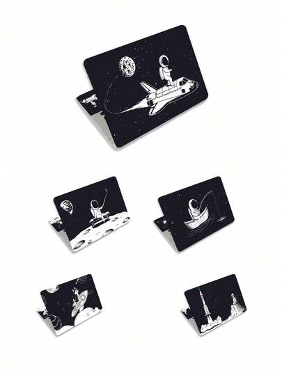 Astronaut Art Sticker Laptop Case, Waterproof And Scratch-Resistant Self-Adhesive Vinyl Material, Compatible With Most Notebooks, Space Theme Earth And Moon Design, Notebook Accessories