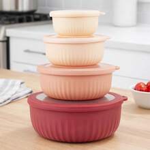 4-Piece Mixing Bowls With Airtight Lids, Nesting Salad Bowl Set For Kitchen Prep, Baking, Cooking & Food Storage, Space-Saving Design - View 2