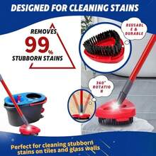 2 Paquetes de Repuestos de Cabezal de Trapeador Compatibles con el Sistema de 2 Tanques O-Cedar RinseClean, Cepillo de Limpieza de Cerdas Duras para Limpiador de Azulejos y Ducha, Cepillo Fregador con Base de Trapeador - Rojo - Ver 5