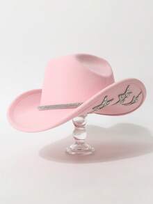 1pc Luxury Rhinestone Star Western Cowboy Hat, Bridal Wedding Photo Shoot Party Fashion Headwear - Multicolor - View 19