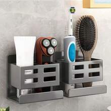 1pc/2pcs Minimalist Bathroom Wall Mount Organizer Rack For Toothbrush, Cosmetic Containers, Household Items, Plastic Tabletop Cup And Comb Storage Holder, No Drilling Required Bathroom Accessories Bathroom Tools Bathroom Accessories - Multicolor - View 10