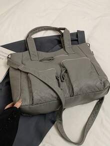 Schwarze PU-Leder Krokodilleder-Textur Shopper mit großer Kapazität, Mehrfachtasche-Design geeignet für verschiedene Anlässe, kann als Schulter- oder Umhängetasche getragen werden, verstellbarer Riemen, passend für 16-Zoll-Laptop, Akten, ideal für Einkaufen, Reisen, Urlaub, Lässig, weiche Textur - Grau - Übersicht 7