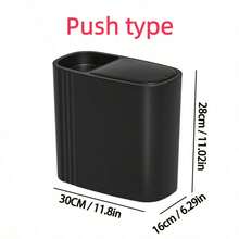 1pc Pedal [Round] & Push [Rectangular] Black Trash Can With Lid, Silent Closing Garbage Bin, Suitable For Living Room, Bedroom, Bathroom, Kitchen - No Electricity Required [Choose Your Preferred Opening Style] - Black - View 12
