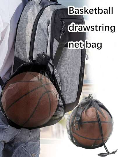 Portable Basketball Net Bag, Multi-Functional Drawstring Sports Net Bag, Foldable Basketball Net Bag, High-Quality Drawstring Sports Ball Bag, Suitable For Basketball, Water Polo, Soccer, Volleyball (Bag Only)