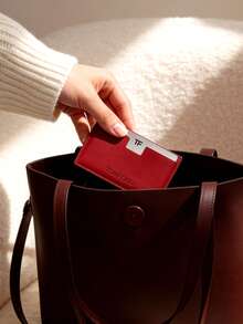 Tom Ford Burgundy Card Holder Mirror. Portable Double-Sided Mirror. Exquisite And Fashionable Leather Makeup Mirror. Portable Makeup Touch-Up Mirror. Suitable For Daily Use, Makes A Great Gift For Girlfriend. - Burgundy - View 2