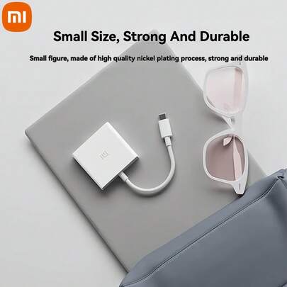  Compatible With Xiaomi USB-C To HDMI Multi-Function Adapter Global Version, USB 3.0 High Speed Data Transfer, 4K HD Video Output, Compatible With Multiple Displays, For Laptop PC, Portable Docking Station USB Hub, White