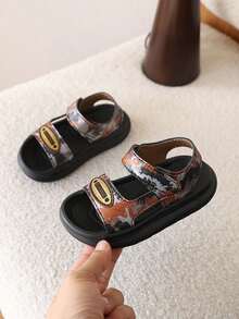 1 Pair Boys' Camouflage Summer Beach Sandals, Soft Sole Open Toe Sports Sandals - Orange - View 3