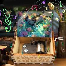 Cute Cat In Lotus Pond Hand Crank Music Box, Plays You Are My Sunshine, No Battery Mini Wooden Melody Box For Cat Lovers - Lotus Pond Cute Cat Hand-cranked Music Box - View 9