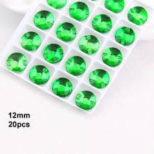 12mm, 20pcs/Pack, Flat Double-Hole Exquisite Glass Rhinestones, Round Shape, For Sewing Wedding Dresses, Handbags, Shoes Decoration, Jewelry Making Accessories - 12mm 20pcs - View 22