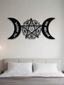 1PC Triple Moon Pentagram Metal Wall Decoration - Witchcraft Decoration, Adorned With "As Above, So Below", Waterproof Outdoor Hanging, Suitable For Altars, Patios, And Gothic Homes, Unique Creative Gift - Multicolor - View 7
