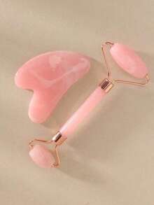 1/2件套面部美容刮痧按摩工具套装，非水晶ABS树脂材质粉色滚轮按摩身体刮痧工具套装，身体疏通面部美容工具，适合女性、学生、母亲、姐妹，节日礼物 - 粉色 - 查看 8