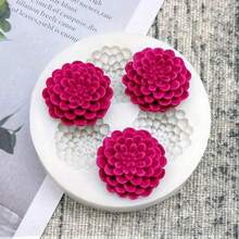 1pc 3-Cavity Gerbera Daisy Silicone Mold, Suitable For DIY Plaster Decor, Round Design With Detailed Petal Pattern - Great For Handmade Gifts And Home Decor - Gray 3-hole Sunflower - View 2