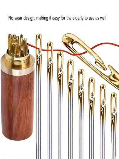 12pcs Stainless Steel Easy-Threading Side Hole Sewing Needles, Suitable For Elderly Handcraft, DIY Home Craft Accessories - White, Sewing Needles