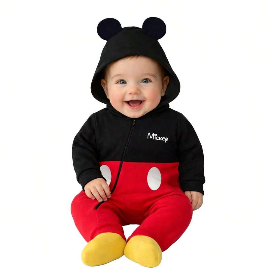 Disney Lightweight Cotton Romper With Hat For Baby - 黑色 - 查看 1
