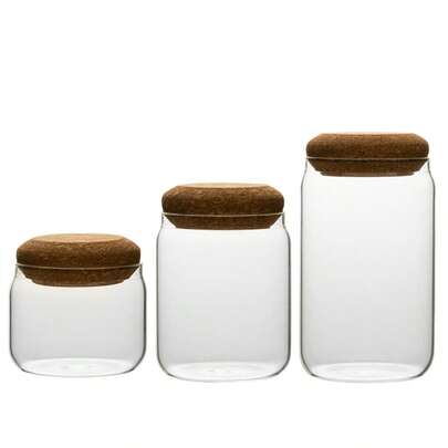 Minimalist Transparent Glass Storage Jar, Round Shape Food Tea Coffee Bean Airtight Canister For Home