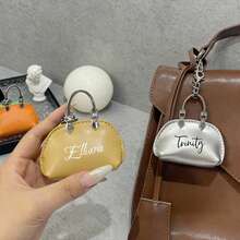 Customized Personalized Mini Handbag Pendant - A Cute Handbag Pendant With A Personalized Name, A Customized Mini Handbag Pendant With A Name - A Fashionable Handbag Pendant Suitable For Handbags, Backpacks And Keys, A Leather Personalized Handbag Pendant With A Silver Chain - Multicolor - View 3