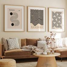 3pcs Set Decorative Art Canvas Painting, Abstract Geometric Ink Painting Art Poster, Modern Classic Style Suitable For Home Decor, Room, Bedroom, Living Room, Bathroom Wall Decor, Optional Framed Wall Art - Multicolor - View 3