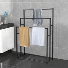 70 Cm High, Freestanding Towel Rack For The Bathroom, 3-Tier Floor Towel Rack With Storage Basket And Shelf, Towel Dryer For Large Bath Towels By The Pool - Xem 12
