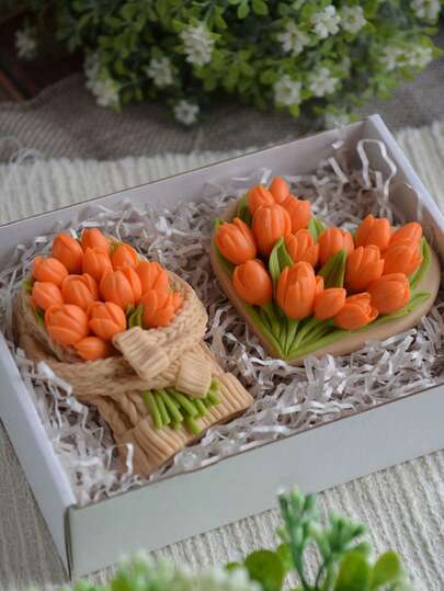 Tulip Flat Silicone Candle Mold, High Elasticity Soft Silicone Mold, Multipurpose - For Making Candles, Gypsum/Painting, Squeeze Toy/Stress Relief, Photography Backdrop, Home Decor For Holidays, Handmade Gifts, One-Piece Casting, Flexible And Easy To Clean, Reusable