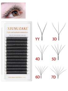 12排W形绽放式2D 3D 4D 5D 6D 7D 8D预制簇状假睫毛，YY单根假睫毛 - C - 查看 1