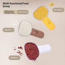 Cuchara de arroz multifuncional con taza y cuchara de medición - Herramienta de cocina, mango ergonómico, diseño a prueba de insectos, medición precisa de arroz, harina, pasta, sopa, granos - Cuchara de plástico resistente, cuchara/escala para mascotas con accesorios de borde y pala (compatible con básculas inteligentes) - Adecuado para cocinas domésticas y comerciales - Disponible en varios colores - Multicolor - Ver 6