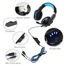 G9000 Pro Stereo Gaming Headset,Immersive Over Ear Headphones With Microphone,Led Lights And Soft Memory Earmuffs,Perfect Gift For Valentine's Day. - Visa 4