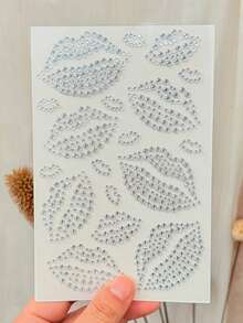 1片唇形水钻脸贴，1片3D逼真唇形自粘闪光水晶脸、眼、身体饰品贴纸，适合女性和女孩，身体饰品水晶贴纸，情人节水晶贴纸 - 彩色 - 查看 9