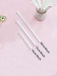 100pcs White Paper Lollipop Sticks, Baking DIY Handmade Starry Cake Decor Paper Sticks, Suitable For Kitchen, Salad, Candy Decoration, Also Applicable For Birthday Party, Valentine's Day, Graduation, Wedding And Other Occasions - Multicolor - View 10