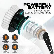 Spin Scrubber Electric 9 en 1, cepillo para polvo de limpieza eléctrico inalámbrico, limpiador de ducha con mango ajustable, limpiador eléctrico para limpieza de baño con doble velocidad, cepillo para - Tipo de varilla de extensión de mango largo - Ver 4