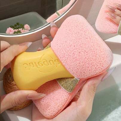 2 miếng bọt biển dùng để đặt xà phòng, bọt biển tắm, bọt biển tạo bọt, bọt biển sáng tạo, bọt biển tắm tẩy tế bào chết mềm mại/bóng tắm/xơ mướp, siêu mềm mại cho phòng tắm gia đình và phụ kiện vòi sen/dụng cụ vệ sinh/khay đựng xà phòng/dụng cụ làm sạch xà phòng/lưới tạo bọt chà lưng khi tắm, túi đựng xà phòng, túi đựng xà phòng tắm thắt nút, dễ tạo bọt và khô, tẩy tế bào chết toàn thân, chà lưng, làm mịn da, loại bỏ bụi bẩn và tế bào chết, dụng cụ làm sạch cơ thể, đồ dùng phòng tắm, trang trí phòng tắm, mùa hè