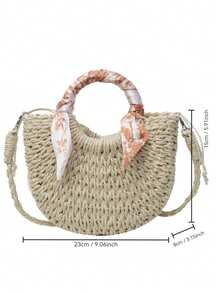 SIMUTINE Nouveau sac à bandoulière mode, sac bandoulière tressé pour femmes, sac cabas style polyvalent Ins, en tissu tressé, convient pour un usage quotidien, les courses, les déplacements, le travail, l'université - Blanc - Voir 4
