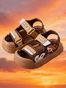 可爱儿童凉鞋，幼儿/小童魔术贴户外凉鞋 - 卡其色 - 查看 2