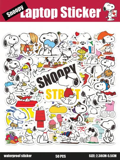 50pcs Cartoon Dog Stickers, "The World According To Peanuts", Daisy Hill Puppy Farm, Cute , Funny Cartoon Dog Character Doodle Stickers For Luggage, Laptop, Bicycle, Motorcycle, Stationery, Scooter, Furniture, Fridge, Phone, Cup, Helmet, Car, Great Gift For Friends, Family, Fans