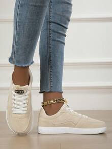 女士宽头鞋，女士简约宽头运动鞋，轻便防滑宽头运动鞋，时尚百搭宽头平底鞋，适合宽脚青少年休闲运动鞋，男女通用零落差宽头休闲鞋，为您的双脚提供舒适的空间。 - 米色 - 查看 5