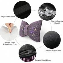 1pc Rhinestone Car Headrest Neck Pillow, Pink Driver-Specific Car Cushion, Shiny Crystal Diamond Bow Neck Support Relaxation Pillow, Women's Car Interior Accessory - Pink - View 6